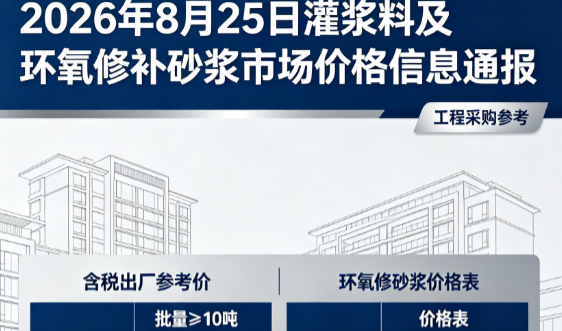 凤翔2026年8月25日灌浆料及环氧修补砂浆市场价格信息通报